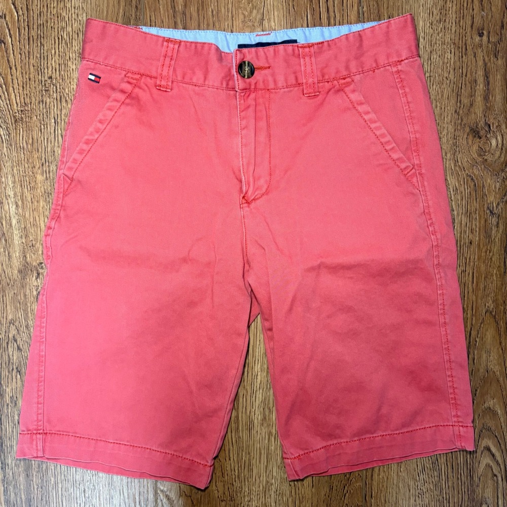 Tommy Hilfiger Shorts Youth Boys Sz 16 Coral Chino Flat Front Shorts Golf Beach